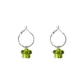Silver Tone Round Hoop Earrings With Translucent Flowers In Two Colors view 5