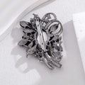 Black White Flower Crystal Metal Brooch Pin 5 x 6.8 cm view 4