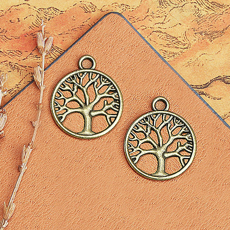 20mm Double-Sided Tree of Life Round Alloy Charm Pendant