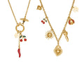 Gold Multi Charm OT Necklace Bee Chili Or Sacred Heart view 5