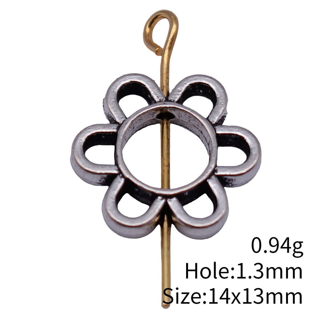 14x13mm 0.94g Antique Silver Zinc Alloy Hollow Flower Loose Metal Beads for DIY Jewelry Making