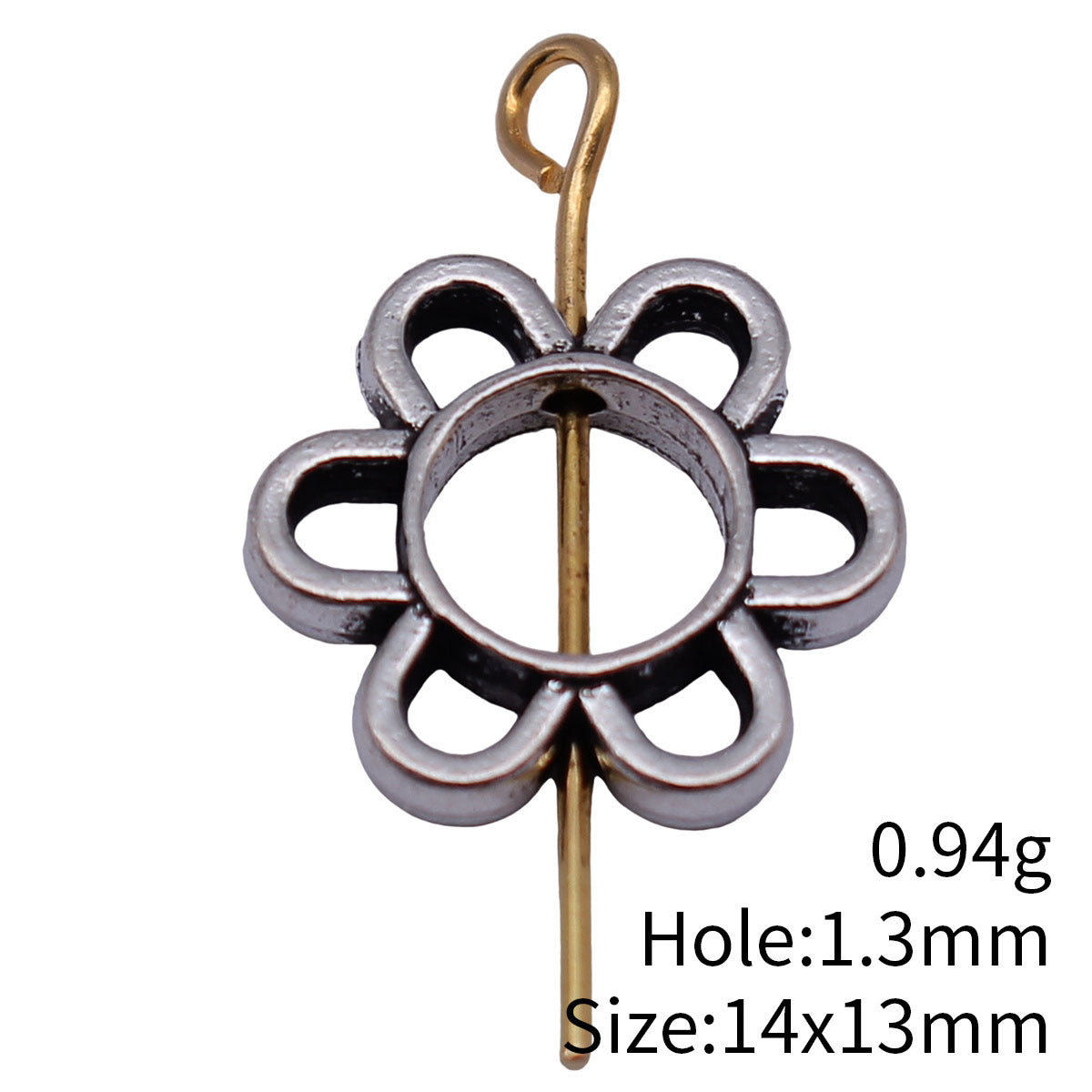 14x13mm 0.94g Antique Silver Zinc Alloy Hollow Flower Loose Metal Beads for DIY Jewelry Making