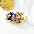 Yellow Gold Tone Owl Crystal Metal Brooch Pin for Jackets and Lapels view 3
