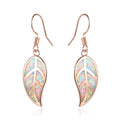 Rose Gold Leaf Resin Glitter Hook Dangle Earrings Pair view 1