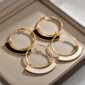 Arc Inlay Statement Hoop Earrings for Women in 2 Pictured Styles view 3