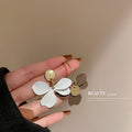 Layered Petal Drop Earrings in Brown White and Blue view 6