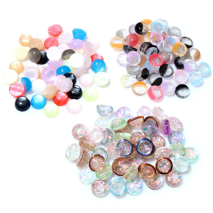 Mixed Color Round Resin Cabochons with Flat Backs for Crafts