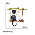 Two Cats on a Swing Enamel Brooch Decorative Metal Pin view 5