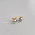 Gold Bar Pearl Stud Earrings in Three Pearl Colors view 7