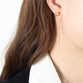 Gold Steel Heart Stud Earrings With Long Chain Tassel view 6