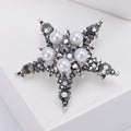 Five-Point Star Brooch In Metal With Faux Pearls And Clear Crystals On A Star Outline view 4