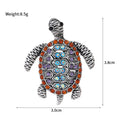 Red Silver Tone Sea Turtle Crystal Two Designs Metal Brooch Pin view 2