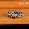 Silver Tone Blue And Clear Interwoven Infinity Ring view 5