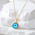 Gold Tone Small Round Evil Eye Pendant Necklaces in Seven Colors view 8