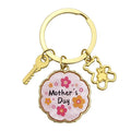 Mother's Day Floral Keychain Gold Ring Bear Key Charms view 5