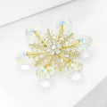 Gold Tone AB Crystal Heart Snowflake Rhinestone Brooch view 2