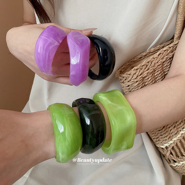 Irregular Acrylic Open Cuff Bangles Singles And Pairs