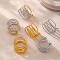 Multi Layer Wavy Open Rings Stainless Steel Gold Steel Tone view 4