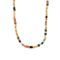 Multicolor Natural Stone Beaded Necklace Gold Bamboo Accents view 5