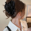 Black White Fabric Bow Hair Claw Clip Hair Accessory view 4