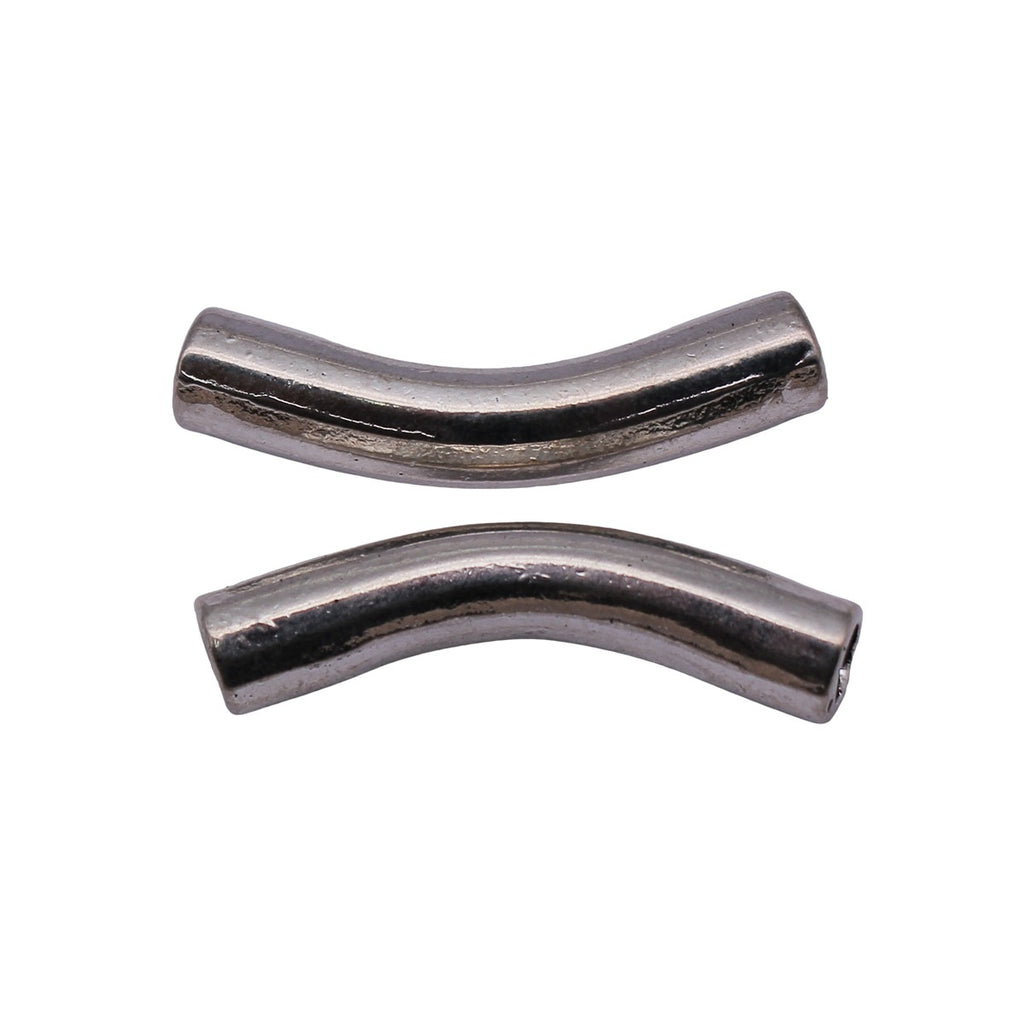 37x11x8mm 5.5g Antique Silver Zinc Alloy Smooth Curved Tube Bead Connector Bead for DIY Bracelet Jewelry