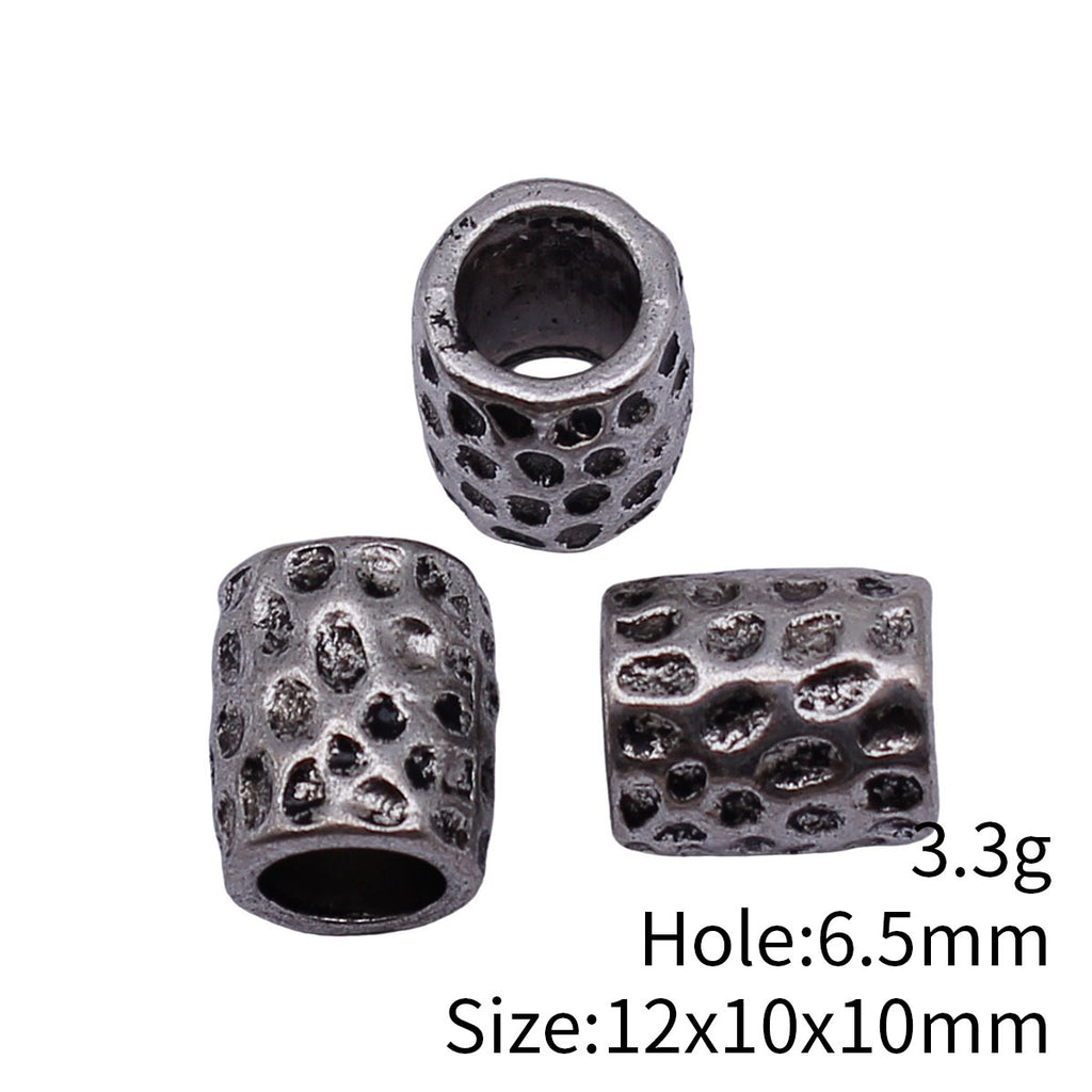 12x10x10mm 3.3g Multicolor Zinc Alloy Hammered Cylinder Tube Large Hole Beads for DIY Bracelet Making