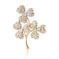 Crystal Clover Branch Brooch in Gold or Silver Tone view 5