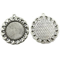 Leaf Border Round Cabochon Settings in Two Finishes view 2