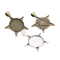 Star Shaped Cabochon Pendant Trays in Bronze and Silver view 5
