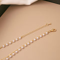 Gold Double Layer Pearl Necklace Bezel Pendant Lobster Clasp view 4