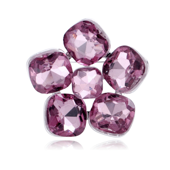 Pink Flower Crystal Two Designs Metal Brooch Pin for Jackets and Lapels