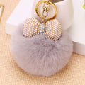 Pearl Bow Rabbit Fur Pom Keychains in Six Colors plus Bow Only Option view 4