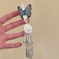 Blue Butterfly Silver Filigree Long Tassel Duckbill Hair Clip view 2