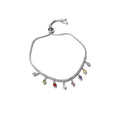 Silver Multicolor Crystal Charm Bracelets Adjustable Set view 5