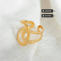 Interlocking Multi Loop Open Ring Twisted Rope Gold Steel view 2