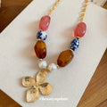 Multicolor Ceramic And Resin Bead Flower Necklace Statement Jewelry view 2