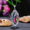 Gradient Marquise Stone Open Filigree Pendant Necklace view 4
