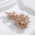Flower Crystal Metal Brooch Pin 4.2 x 7 cm for Jackets and Lapels view 3