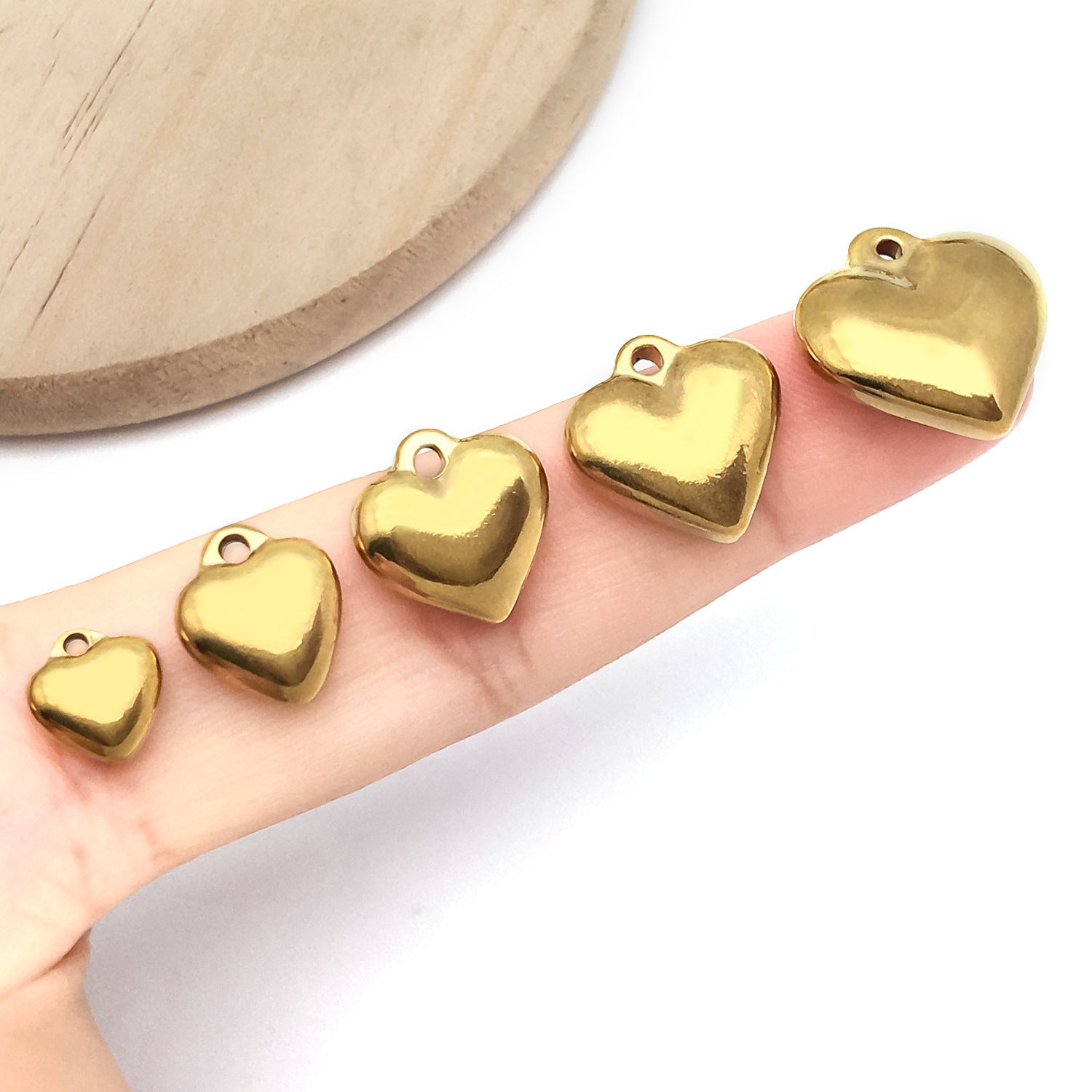 Vacuum Plated Stainless Steel Heart Charm Pendant for DIY Earrings Necklace Jewelry
