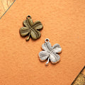 Vintage Alloy Four Leaf Clover Charm Pendant for DIY Jewelry