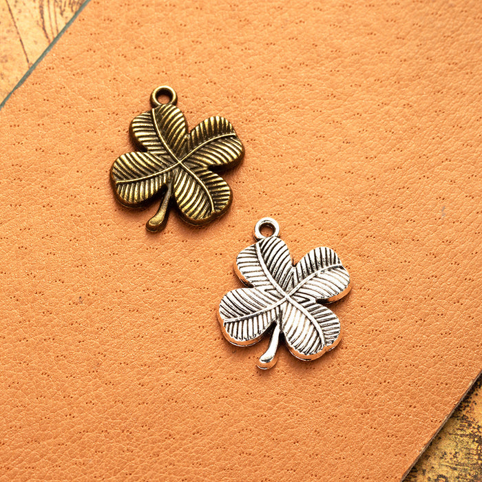 Vintage Alloy Four Leaf Clover Charm Pendant for DIY Jewelry