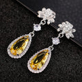 Floral Teardrop Crystal Earrings in Three Colors With Clear Stone Accents view 7