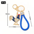 Rhinestone Rooster Keychain Metal Charm with Cord Options view 2