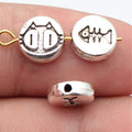 9.2x8.9x3.8mm 1.2g Antique Silver Zinc Alloy Cat Fishbone Pattern Round Flat Spacer Fish Beads for DIY Jewelry