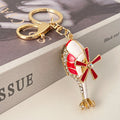Enamel Rhinestone Helicopter Keychain Metal Bag Charm view 6