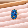 Gold Tone Oval Glitter Adjustable Rings in Seven Colors view 7