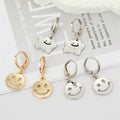 Gold and Silver Tone Open Smiley Face Huggie Drop Earrings view 1