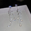 Clear Bead Cascade Drop Stud Earrings Fashion Jewelry Accessory view 6