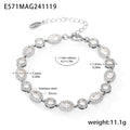 Starry Oval Halo Zircon Chain Bracelets Gold Steel view 7