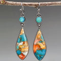 Antique Silver Multicolor Teardrop Mosaic Dangle Earrings view 2